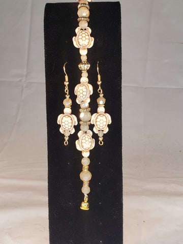 Handcrafted Artisan Bracelet & Earrings Jewelry Sets - Gold