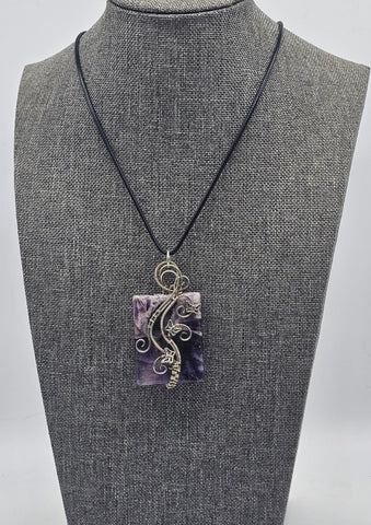 Sterling Silver Amethyst Pendant with Butterfly Charms